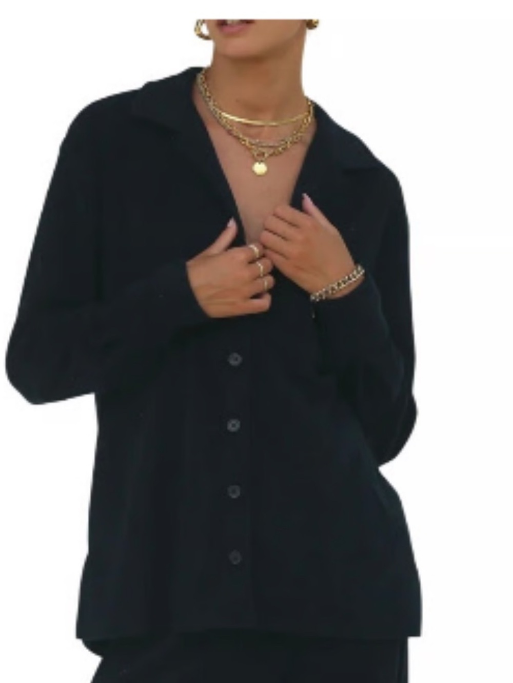 Araminta James Harlow Terry Shirt in Navy Blue Size Small